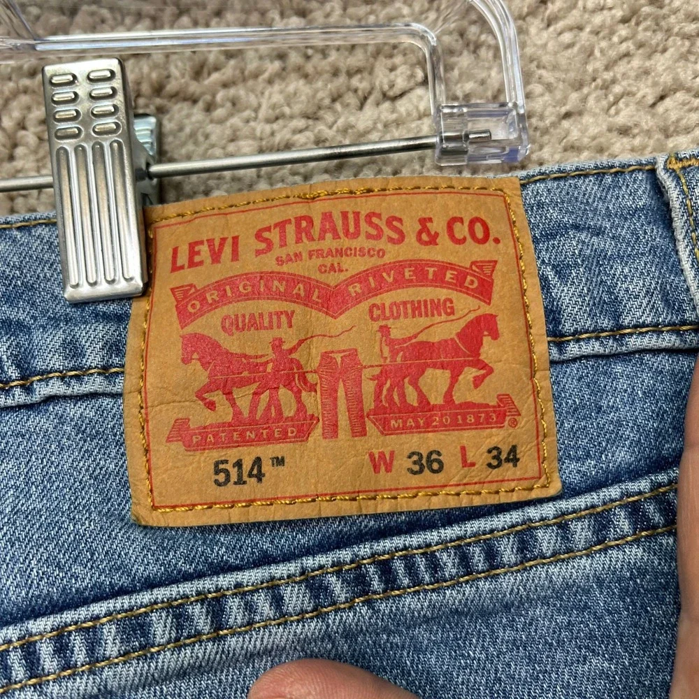Levi's 514 Straight Fit Jeans Mens 36x34 Medium Wash 5-Pocket Stretch Denim EUC